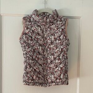 GAP Kids Pink & Gray Floral Puffer Vest - Size Small